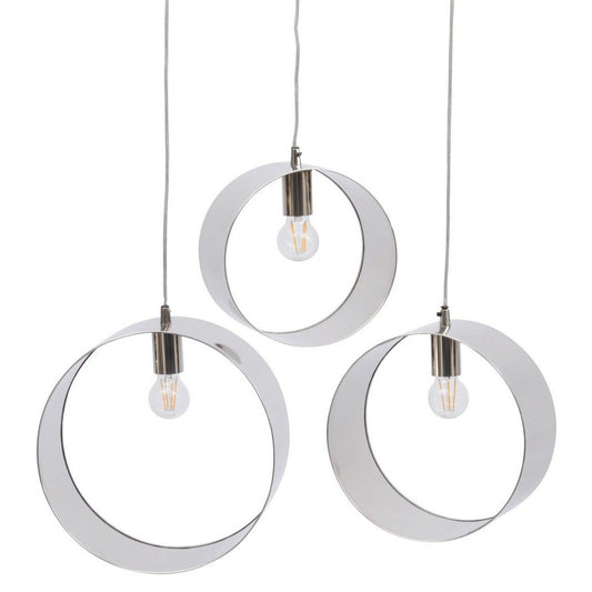 Ara Polished Silver 3 Ring Pendant Light