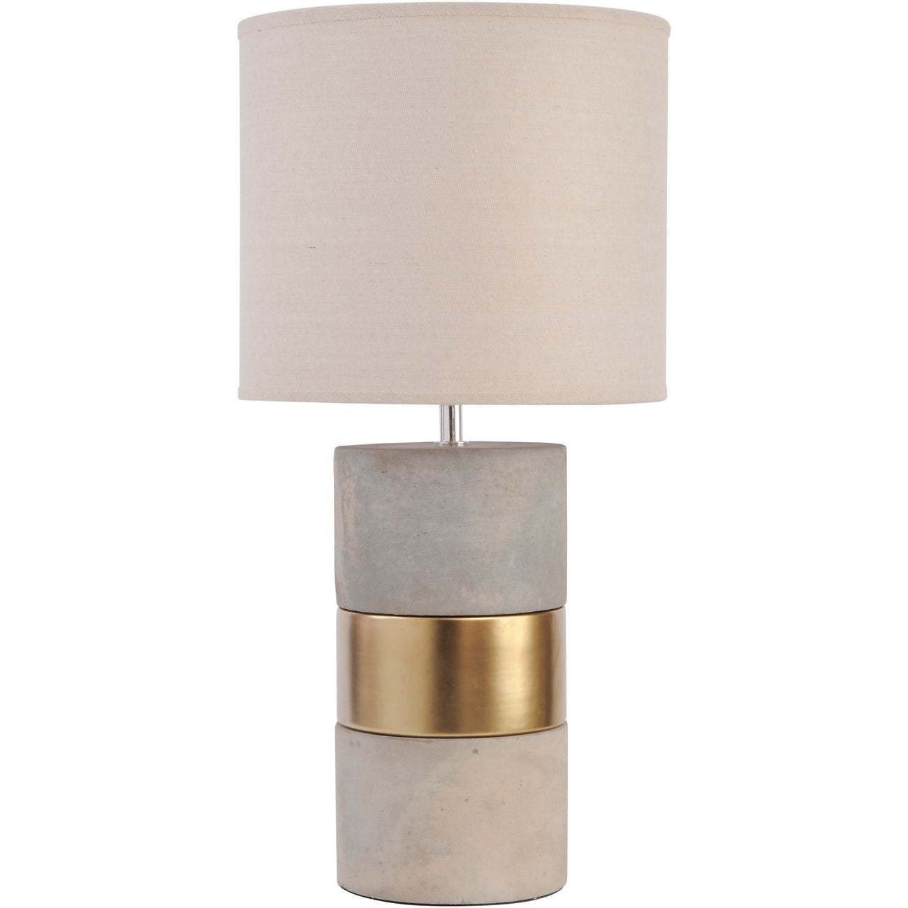 Concrete and Gold Table Lamp with Natural Shade