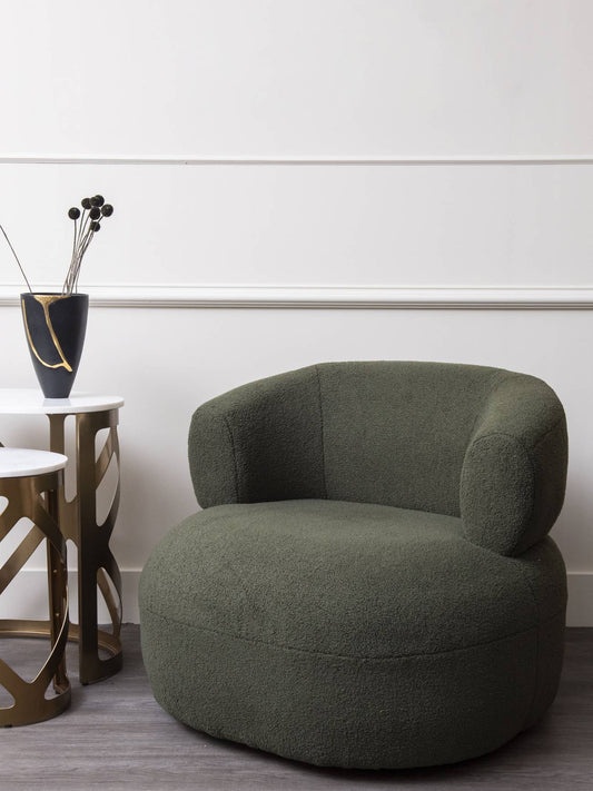 Luna Occasional Chair in Boucle Hunter Green