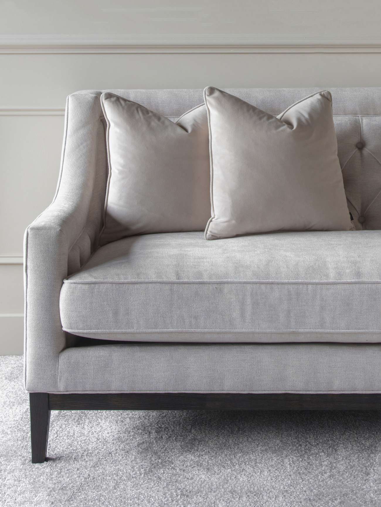 Theodore Buttoned Sofa in Ivory Fabric