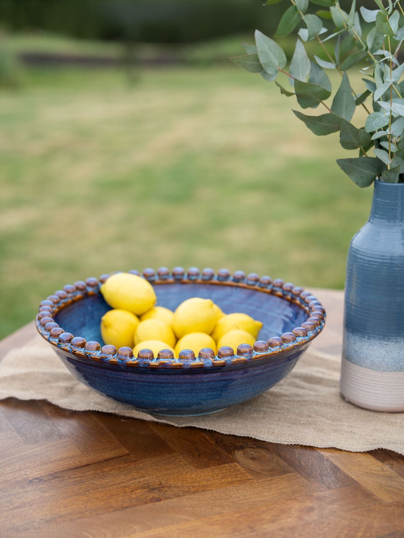 Mediterranean Reactive Glaze Ceramic Bowl Blue