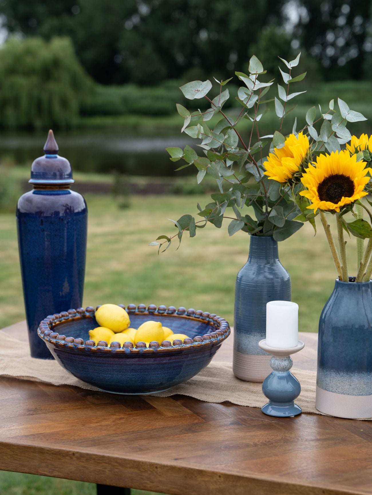 Mediterranean Reactive Glaze Ceramic Bowl Blue