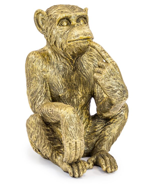 Antiqued Gold Sitting Monkey Bottle Holder