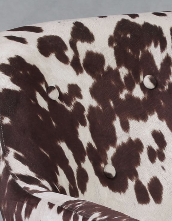 Brown Cowhide Style Fabric Retro Armchair