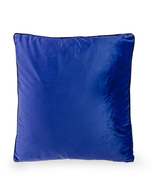 Large Royal Blue Velvet Cushion with Gold Zip Detail