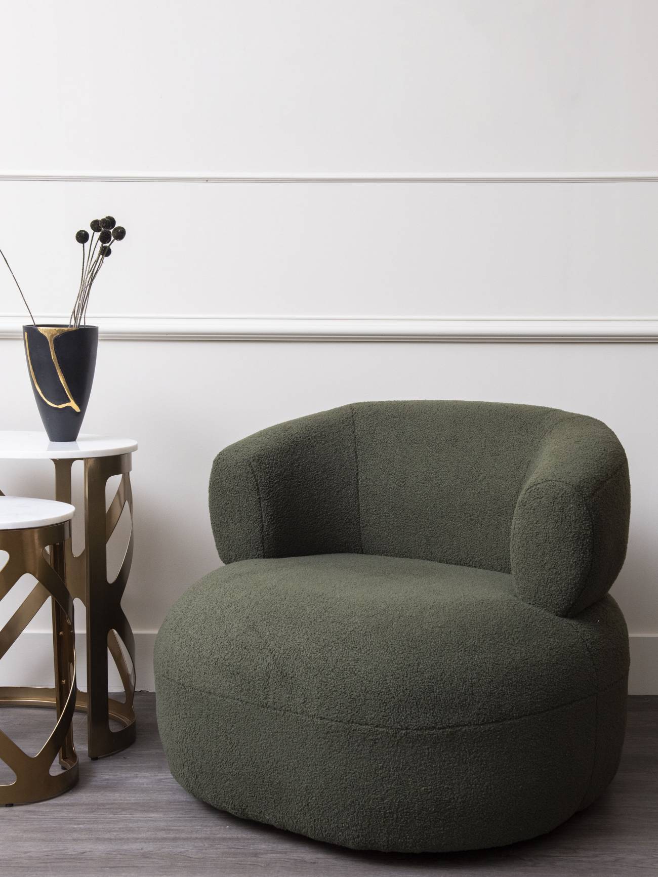 Luna Occasional Chair in Boucle Hunter Green