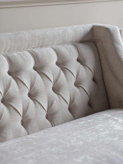 Theodore Buttoned Sofa in Ivory Fabric
