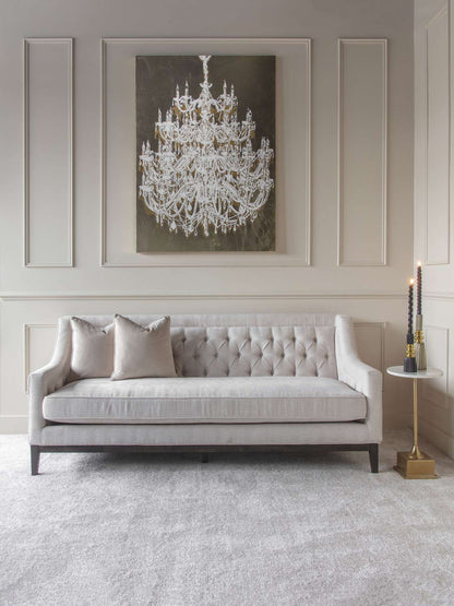 Theodore Buttoned Sofa in Ivory Fabric