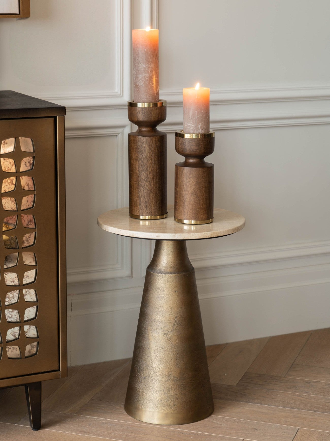 Amalfi Wooden Pillar Holder 23cm
