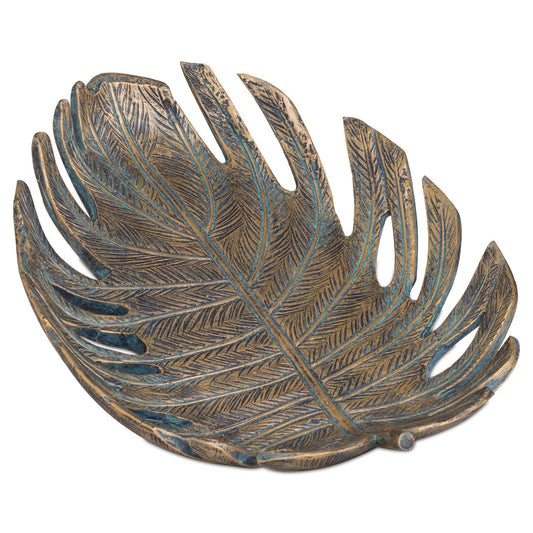 Antique Bronze Cheese Plant Leaf Dish