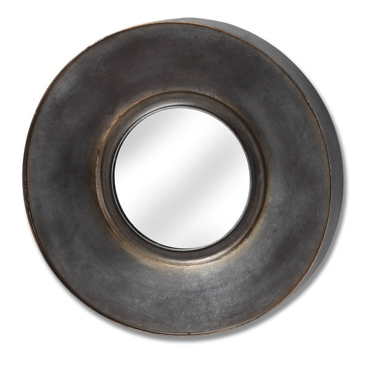 Antique Bronze Round Mirror With Patina Effect