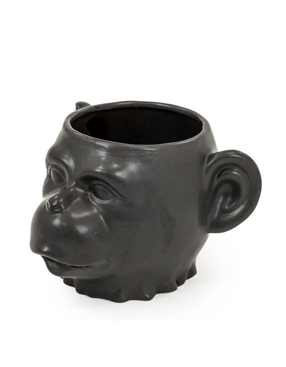 Black Ceramic Monkey Face Pot/Vase