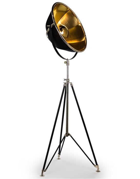 Black and Brass Large Tripod Floor Lamp