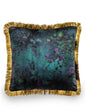 Boho Floral Velvet Cushion with Gold Fringe Detail