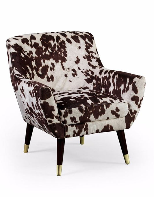 Brown Cowhide Style Fabric Retro Armchair