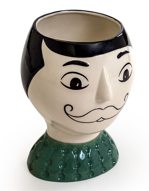 Ceramic Doddle Mans Moustache Face Vase Pot