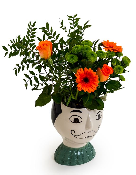 Ceramic Doddle Mans Moustache Face Vase Pot