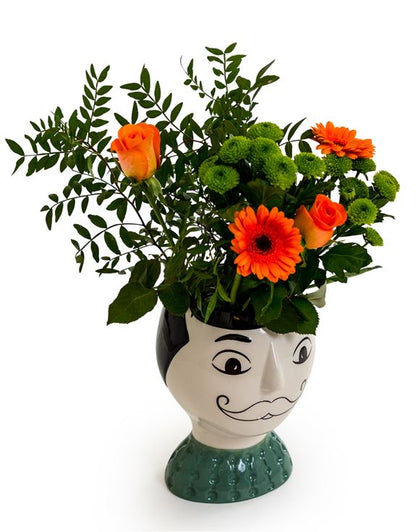 Ceramic Doddle Mans Moustache Face Vase Pot