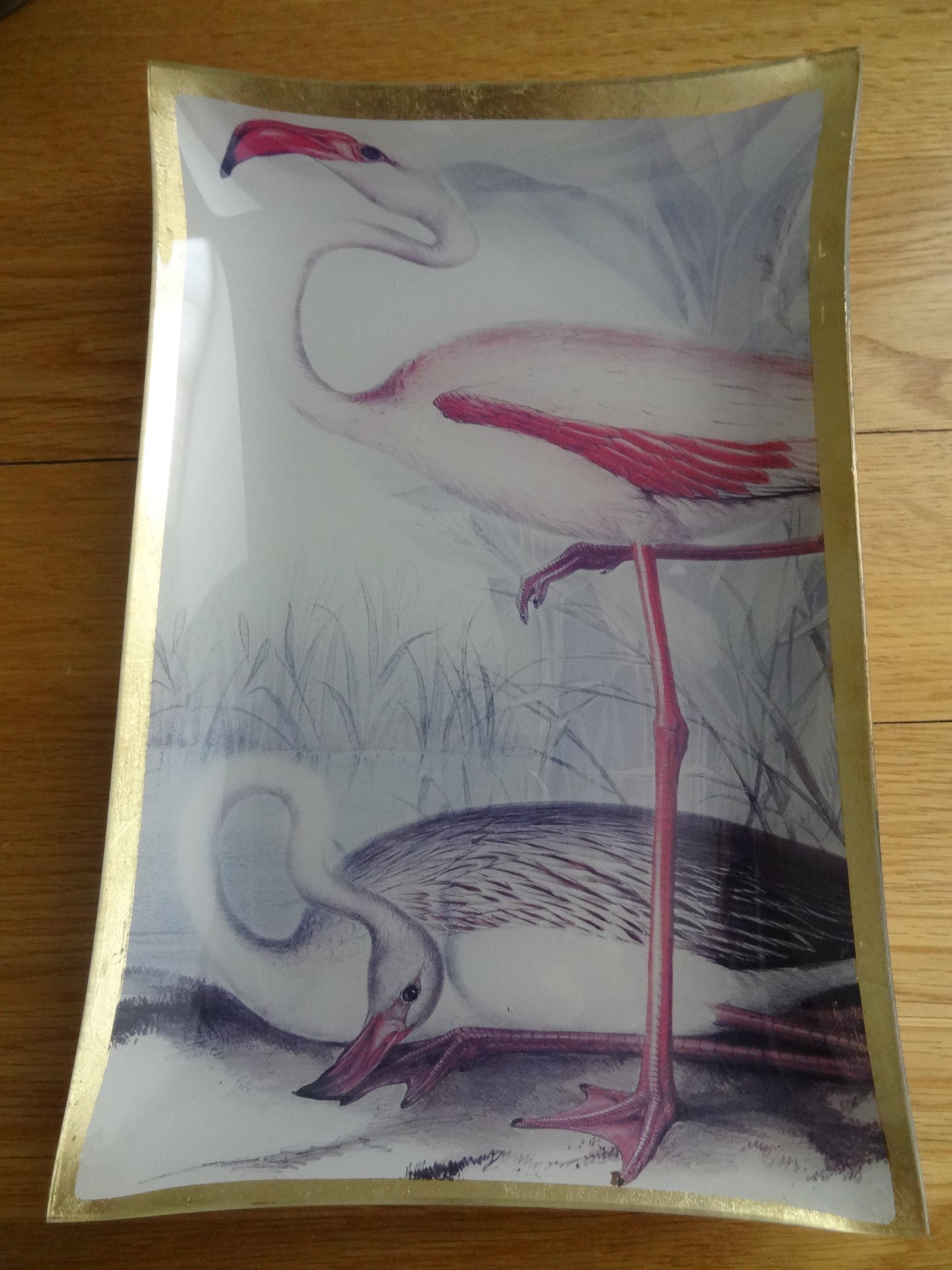 Antique effect Flamingo Trinket / Jewellery Tray