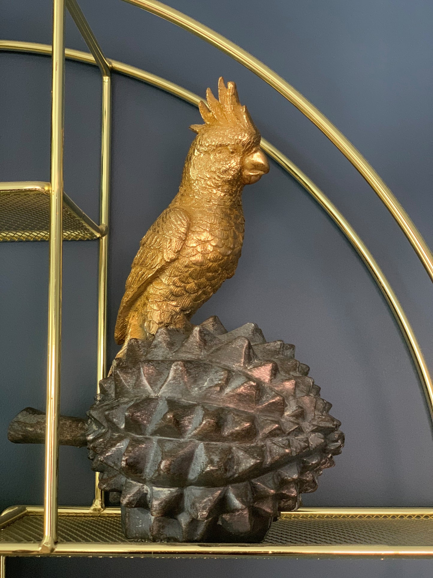 Gold Parrot on Bronze Pine Cone