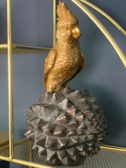 Gold Parrot on Bronze Pine Cone