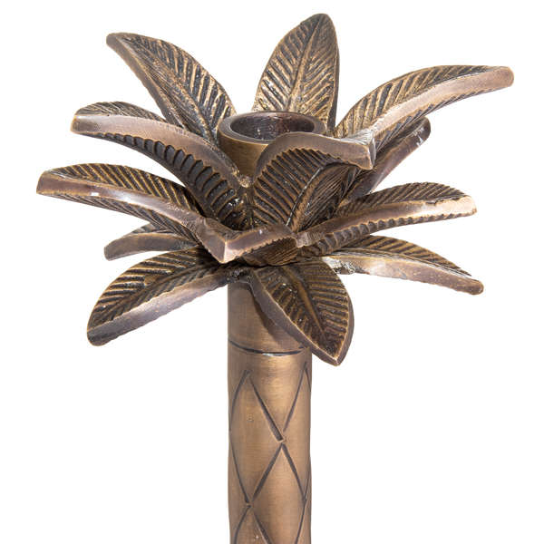 Palm Tree Candle Holder In Brass Finish