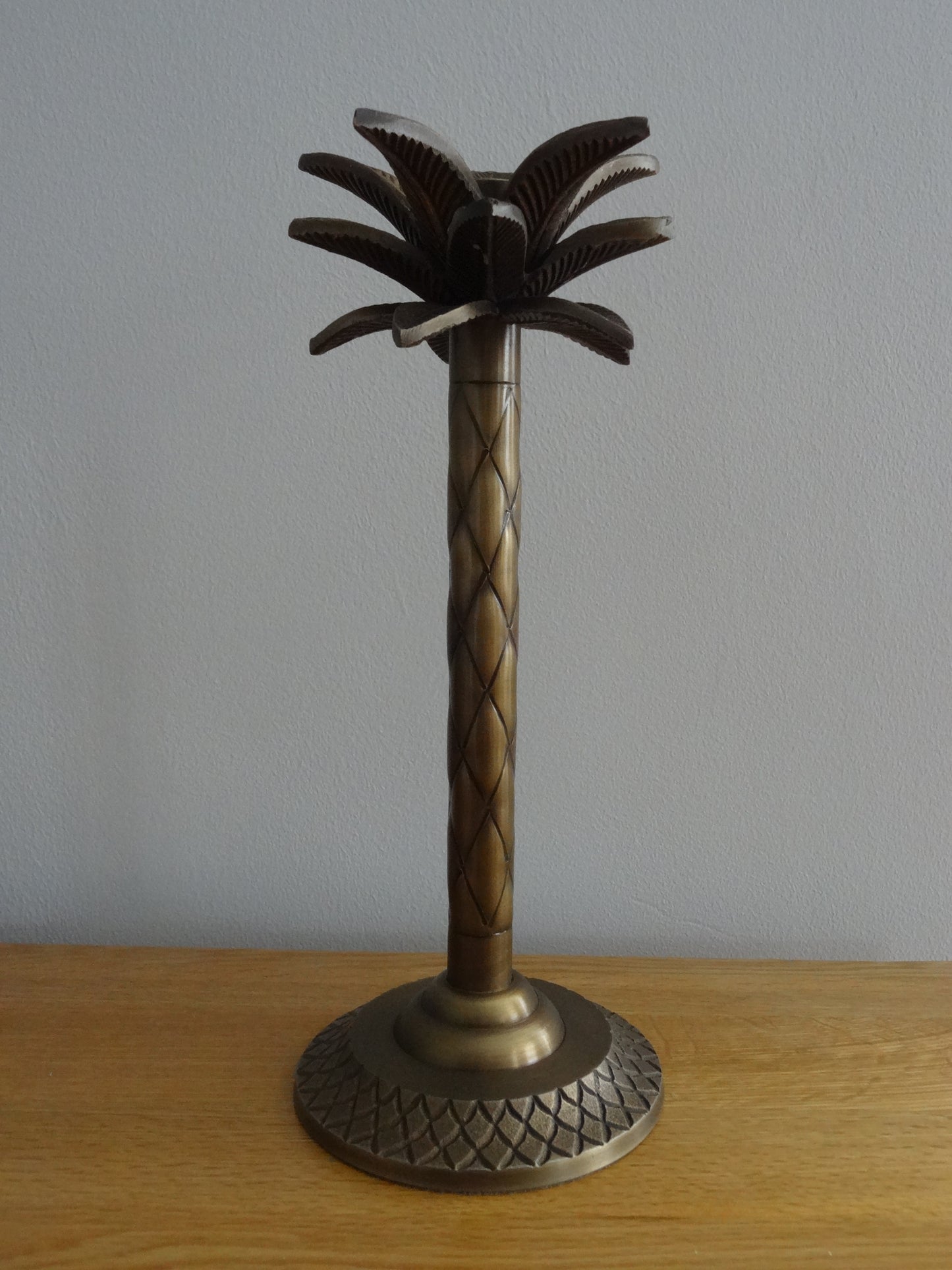 Palm Tree Candle Holder In Brass Finish