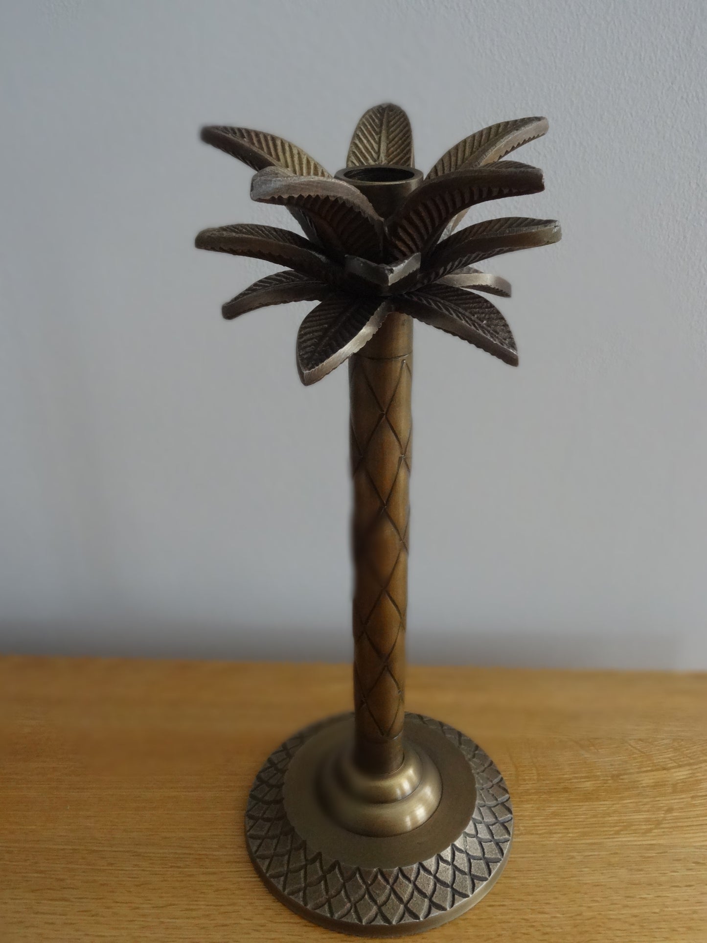 Palm Tree Candle Holder In Brass Finish