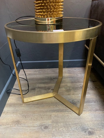 The Edwin Stainles Round Side Table In Brushed Brass