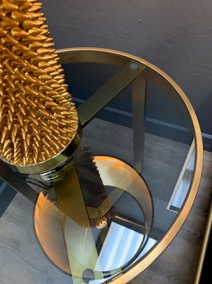 The Edwin Stainles Round Side Table In Brushed Brass